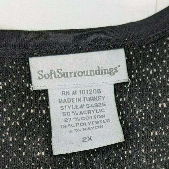 Soft Surroundings Size 2X Black Cream Boulce Top Exposed Zipper - Picture 9 of 11
